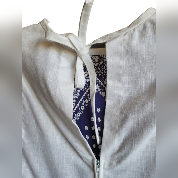 Vintage Lang Originals Dress Womens Small Floral Knee 80’s Sundress Linen Cotton - Picture 5 of 5